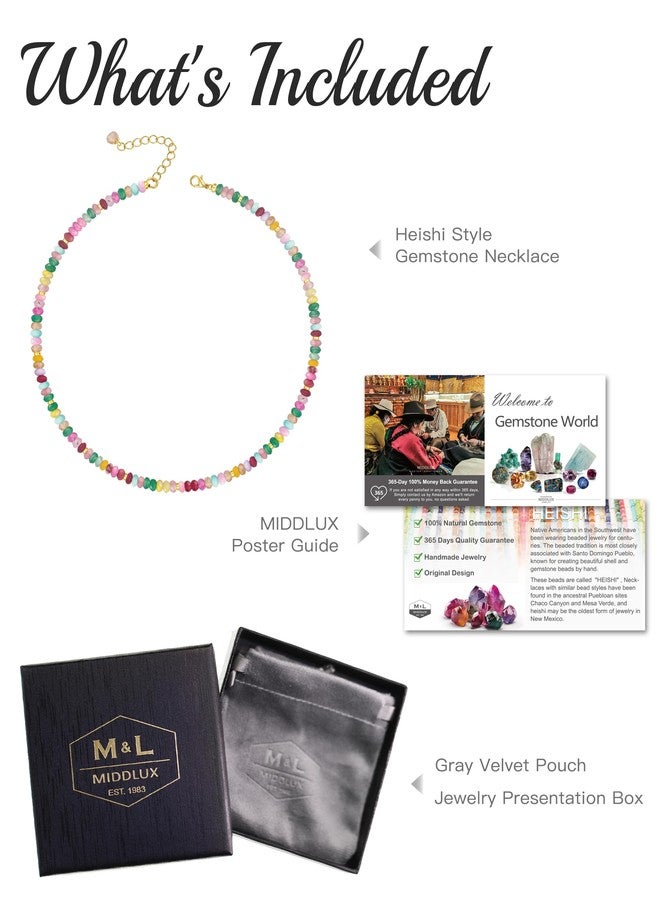 MIDDLUX Beaded Necklaces for Women, Choker Colorful Beaded Necklace, Rainbow Crystal Necklace, Summer Jewelry, Boho Necklaces for Women - Image 5